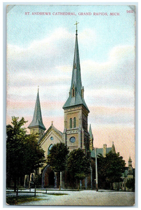 1910 St Andrews Cathedral Church Building Grand Rapids Michigan Vintage Postcard