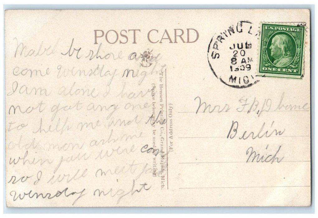 1909 Busiest Corner Monroe And Market Streets Grand Rapids Michigan MI Postcard