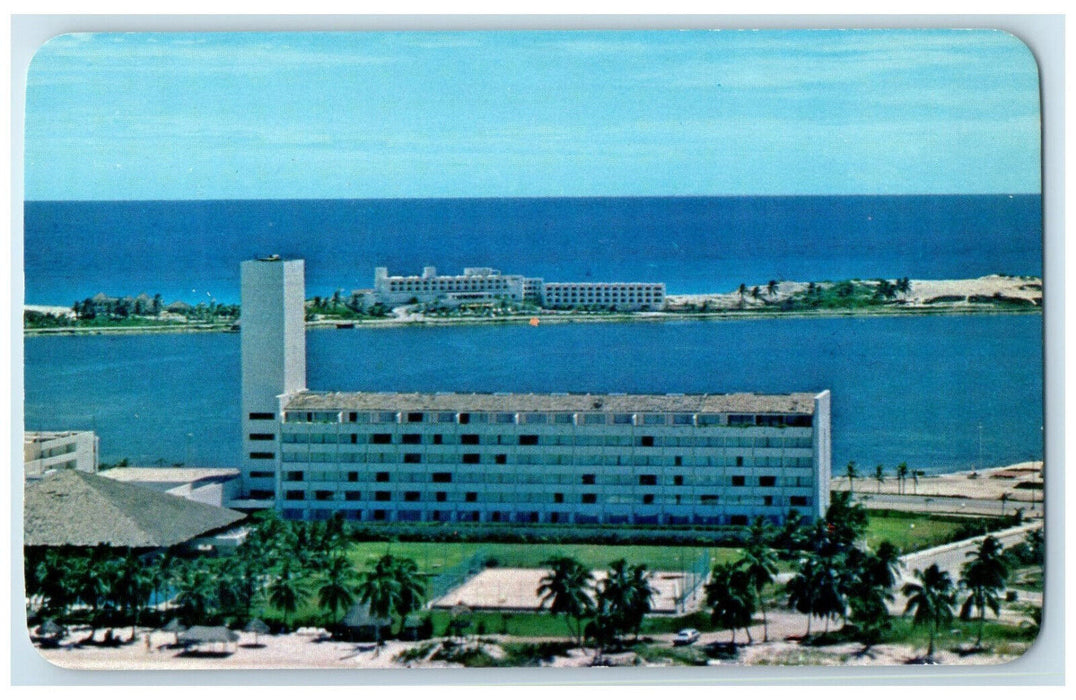 c1950's Air View El Presidente Hotel Lagoon Aristos Hotel Mexico Postcard