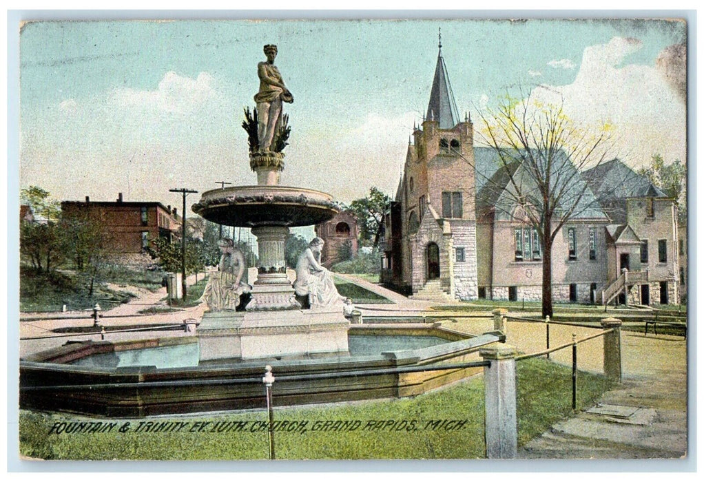 1907 Fountain Trinity Evangelical Luth Church Grand Rapids Michigan MI Postcard