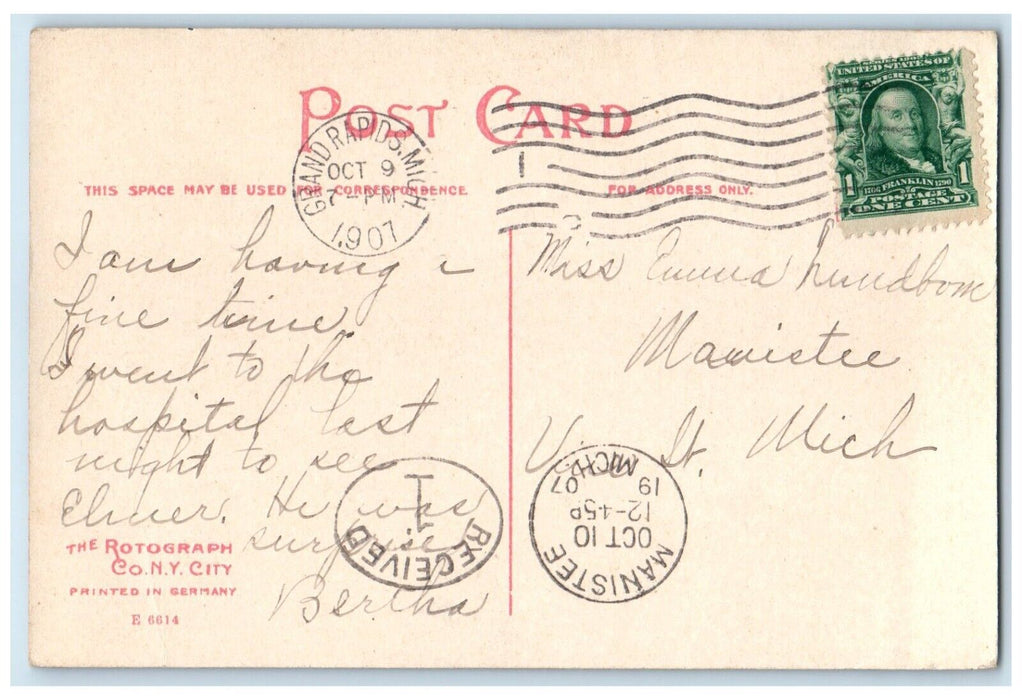 1907 Fountain Trinity Evangelical Luth Church Grand Rapids Michigan MI Postcard