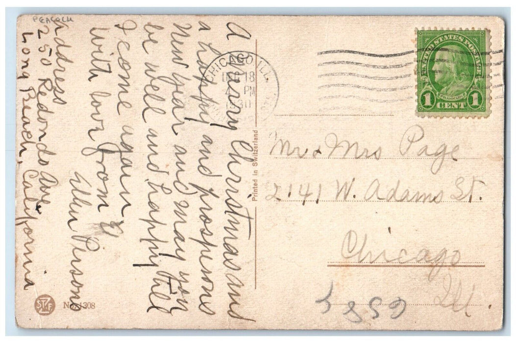 1930 Peacock On Tree Branch Chicago Illinois IL Posted Vintage Postcard