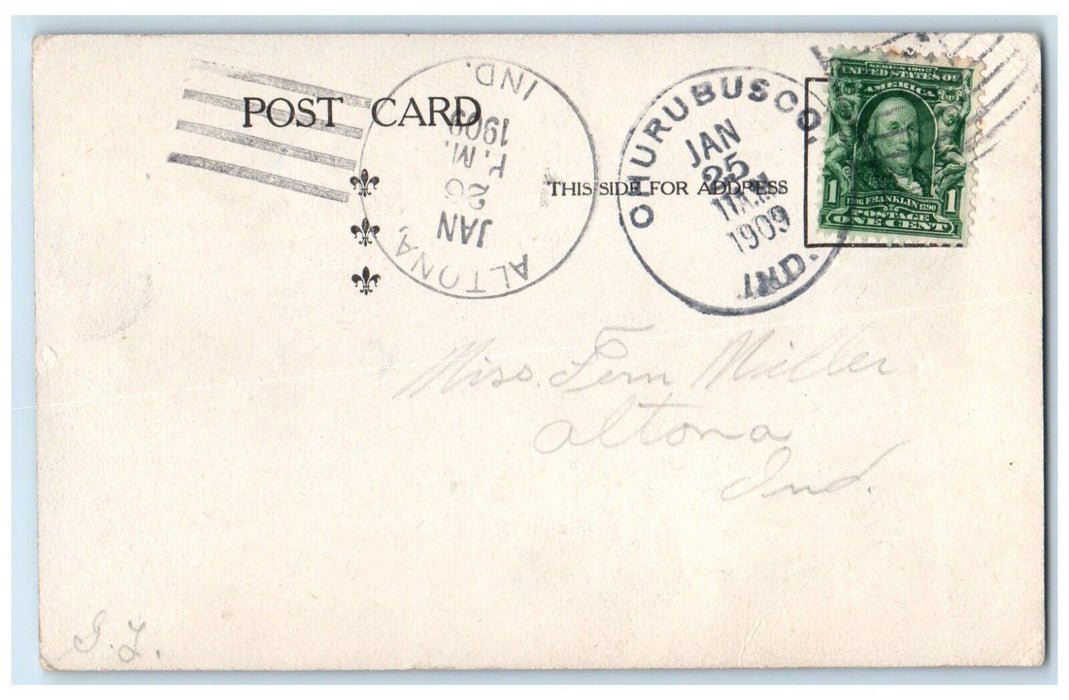 1909 Pretty Woman Studio Portrait Altona Churubusco Indiana IN Antique Postcard