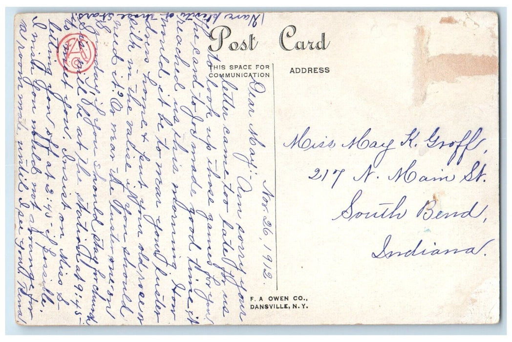1912 Little Squirrels Eating Nuts Fence South Bend Indiana IN Antique Postcard