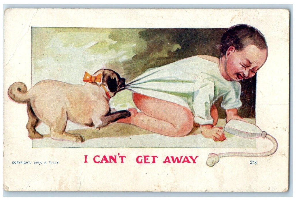 c1910's Toddler Crying Dog I Can't Get Away Round Prairie Oregon OR Postcard