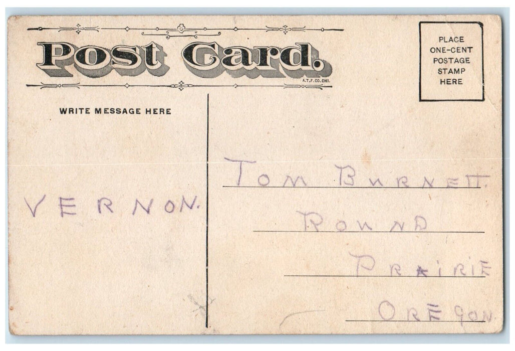 c1910's Toddler Crying Dog I Can't Get Away Round Prairie Oregon OR Postcard