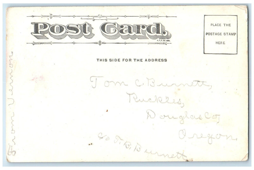 c1905 Boy Cached Fish Basket Douglas County Oregon OR Posted Antique Postcard