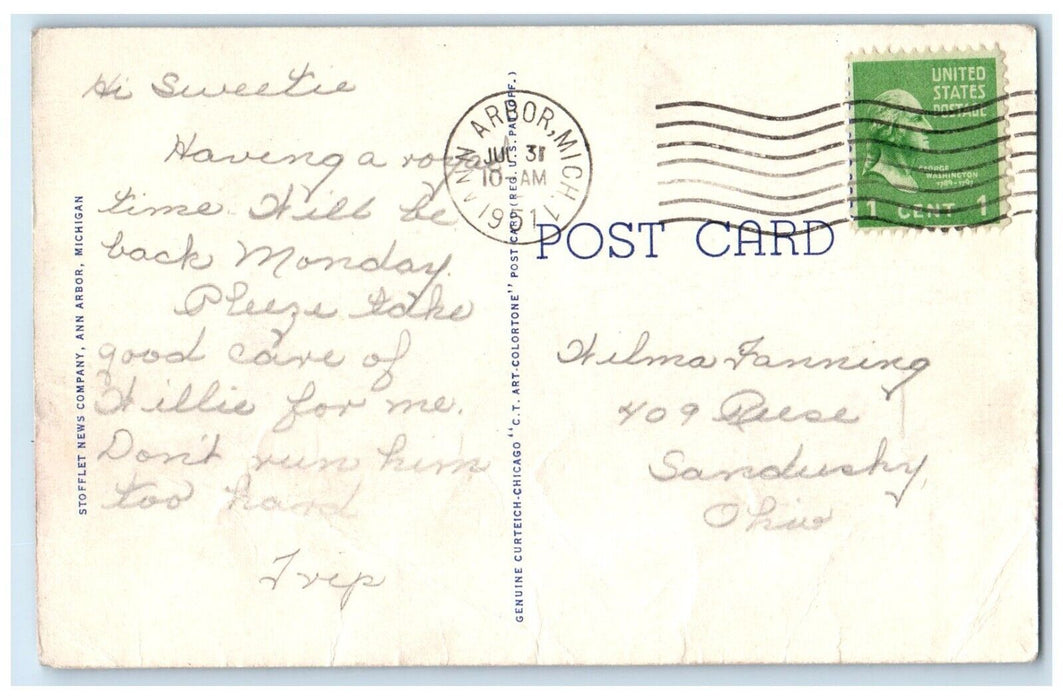 1951 School Business Administration University Road Ann Arbor Michigan Postcard