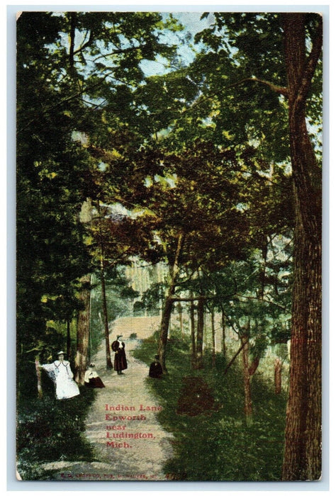 c1910's Indian Lane Epworth Near Ludington Michigan MI, Dirt Road Postcard