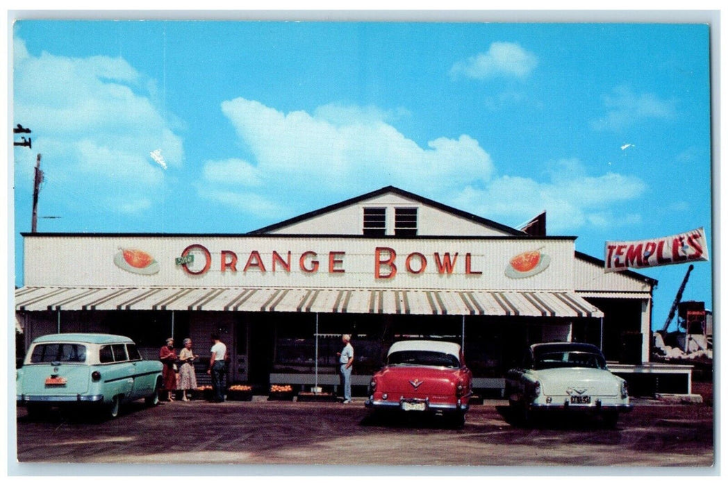 c1950's Orange Bowl Temples Express Fruit Growers Cars Largo Florida FL Postcard