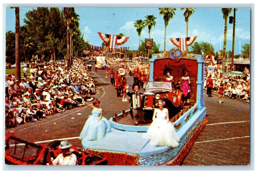 1955 Festival Of States Parade Bayshore Drive St. Petersburg Florida FL Postcard