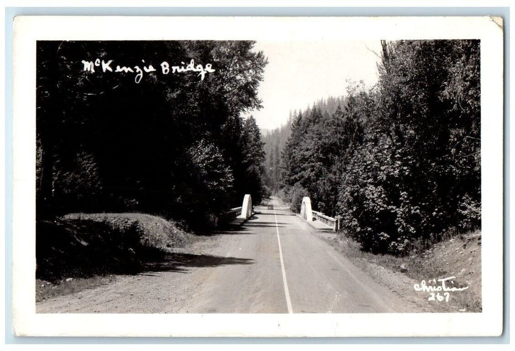 c1940's Bridge Over Blue River View McKenzie Highway Oregon RPPC Photo Postcard