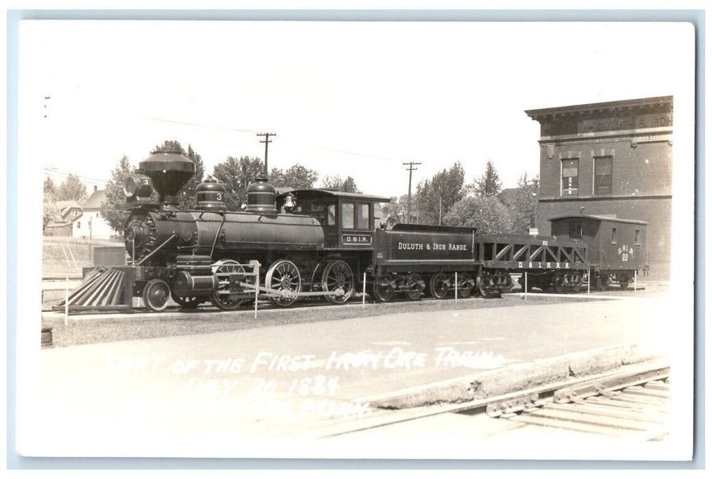 c1920's Railroad First Duluth Iron Ore Train Two Harbors MN RPPC Photo Postcard