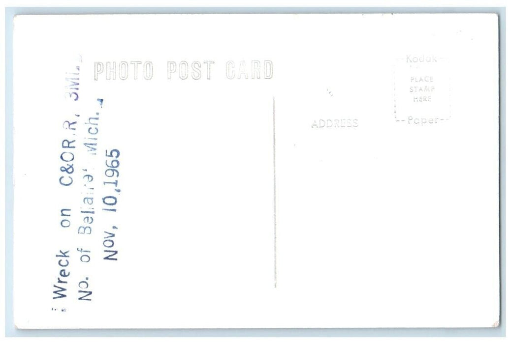 1965 Railroad Train Wreck Disaster C&OR Bellaire Michigan MI RPPC Photo Postcard