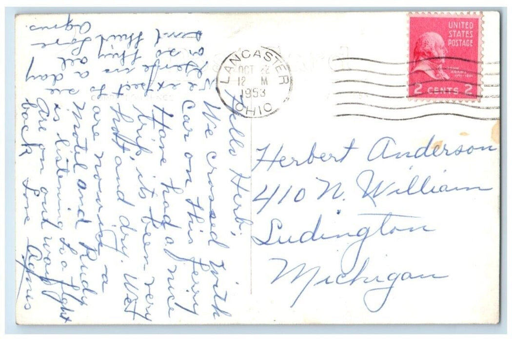 1953 Car Ferry View Lake Norfork Arkansas AR RPPC Photo Posted Postcard