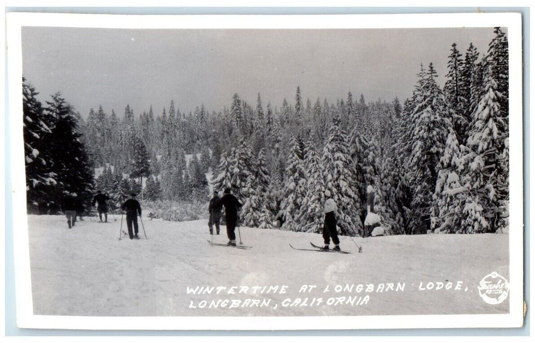 c1940's Longbarn Lodge Skiing Fraschers Tuolumne County CA RPPC Photo Postcard