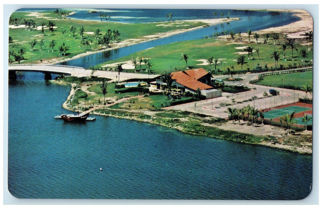 c1950's Aerial View of Golf Club Part of Lagoon Quintana Roo Mexico Postcard