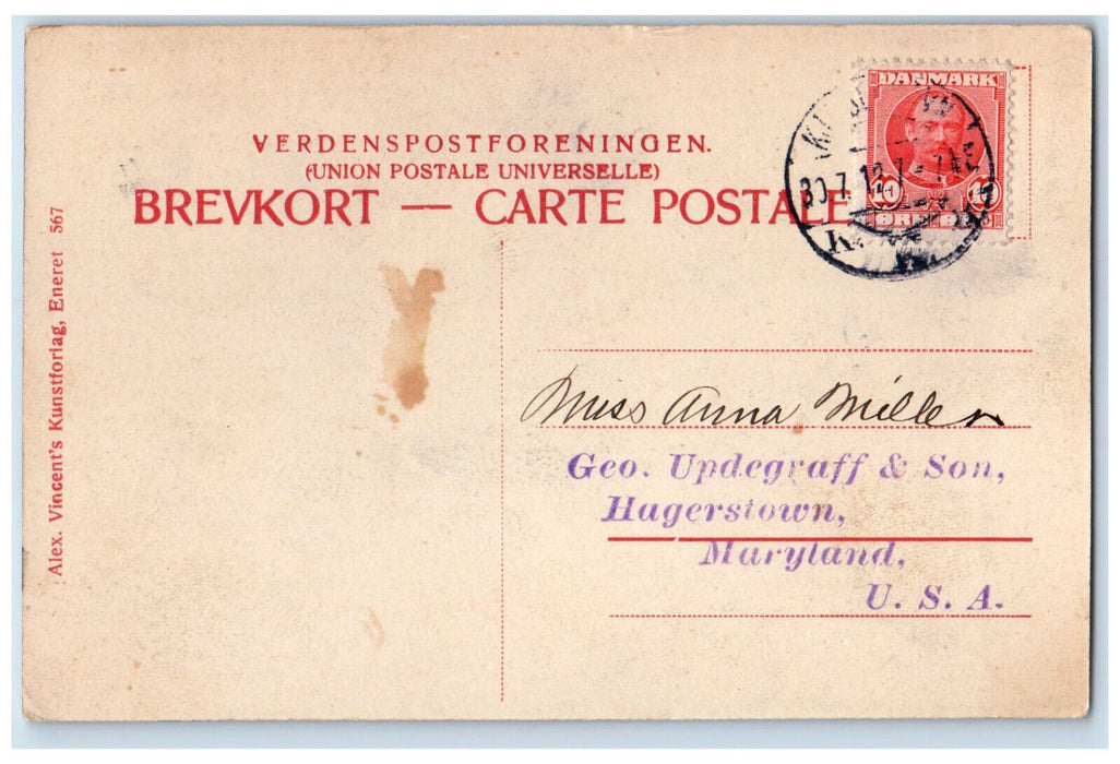 1912 Frederiksborggade Ved Nørrevold Copenhagen Denmark Antique Postcard