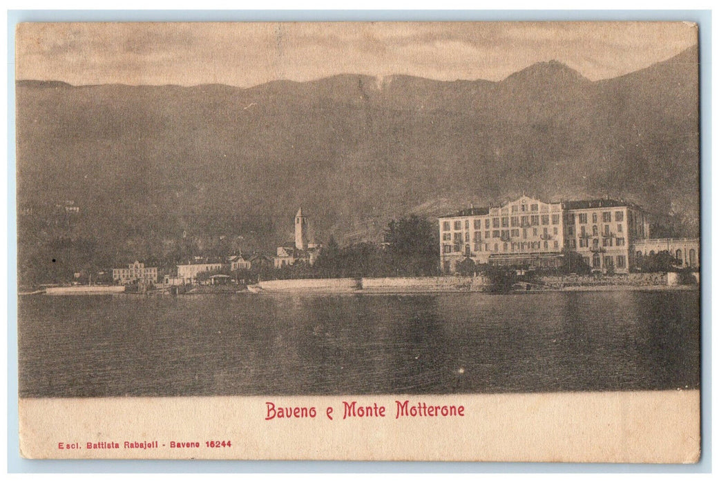 c1905 Baveno and Monte Mottarone Mountain in Piedmont Italy Postcard