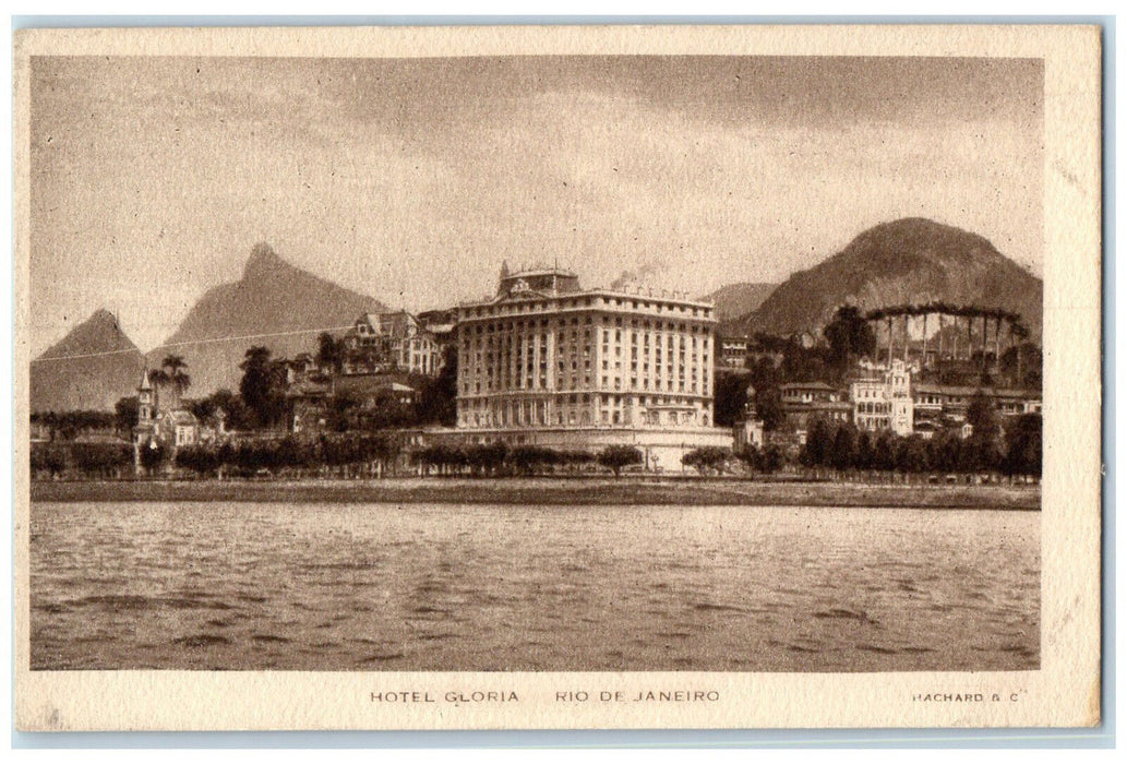 c1940's View from River Hotel Gloria Rio De Janeiro Brazil Vintage Postcard