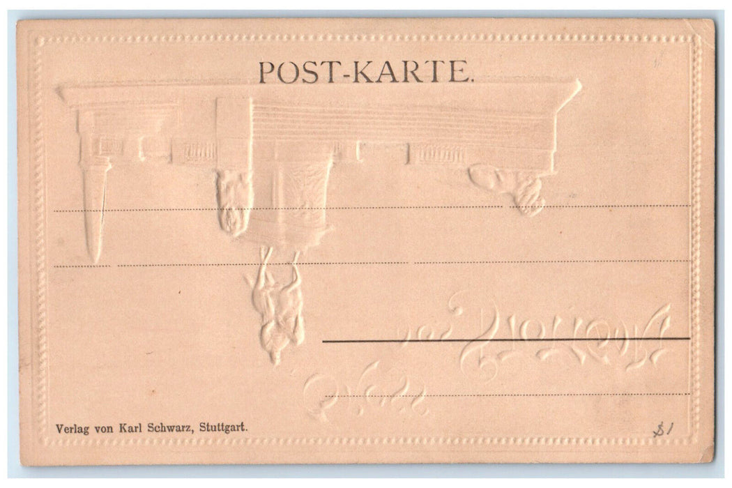 1971 Kaiser Wilhelm I Monument Greetings from Stuttgart Embossed Postcard