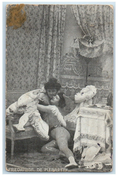 c1910's Little Sweetheart Hugging Risque France Posted Antique Postcard