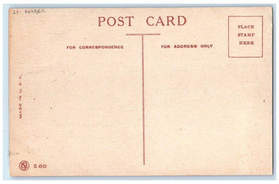 c1910's Couple Kissing Romance Next Barber Shop Unposted Antique Postcard