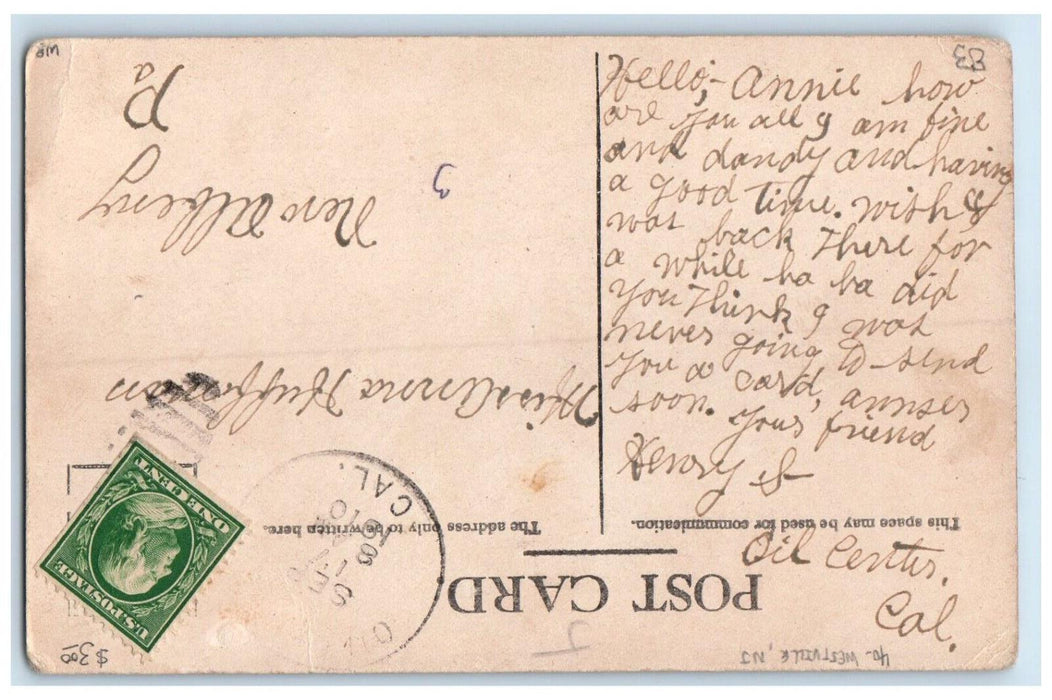 Couple Romance US Mail Horse Carriage Rural Free Delivery Westville NJ Postcard