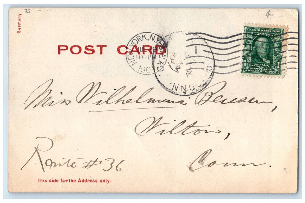 1907 Pretty Woman Dress Hold To Light HTL New York NY Posted Antique Postcard