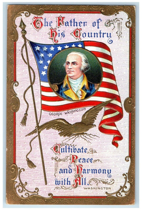 c1910's George Washington Father Of His Country Patriotic Embossed Postcard