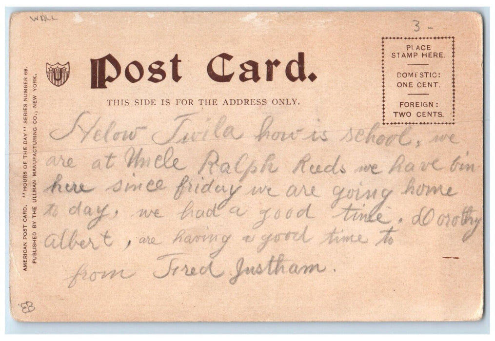 c1905 Couple Romance Picnic With Dog Noon Time Wall Posted Antique Postcard
