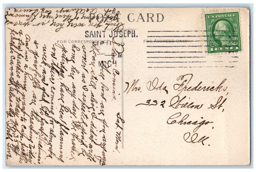 1915 Little Kid Bearfoot Busy Of Late Saint Joseph Michigan MI Antique Postcard