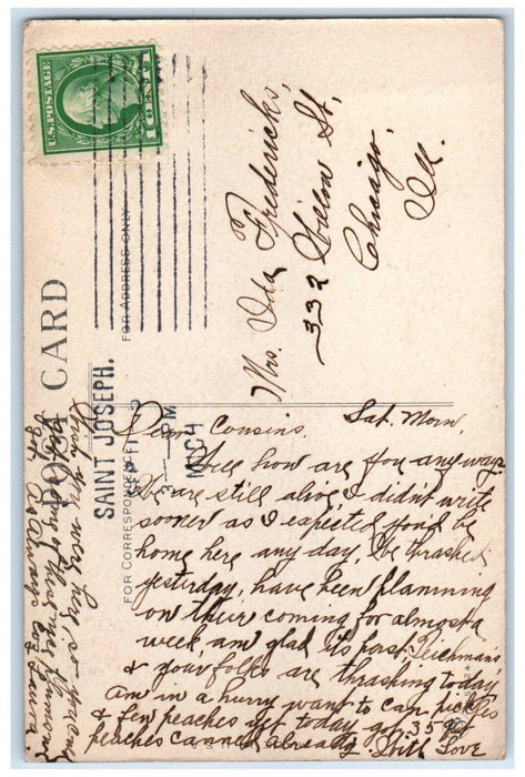 1915 Little Kid Bearfoot Busy Of Late Saint Joseph Michigan MI Antique Postcard
