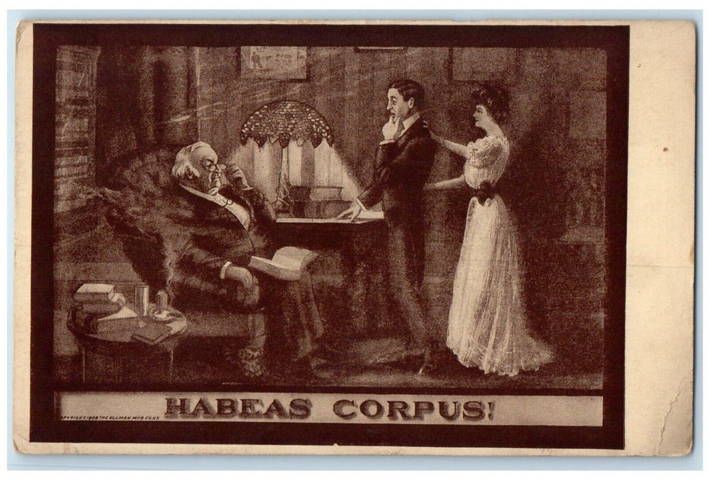 1912 Habeas Corpus Couple Lamp Waterville Michigan MI Posted Antique Postcard