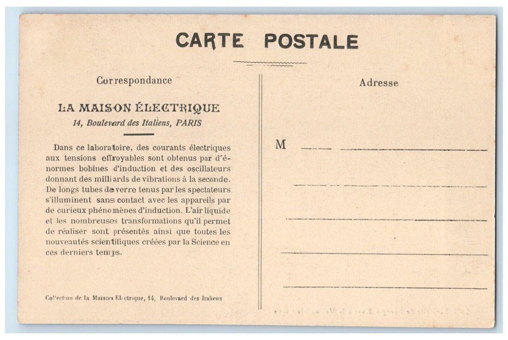 c1910 Georgia Knap's Laboratory At The Electric House Paris France Postcard