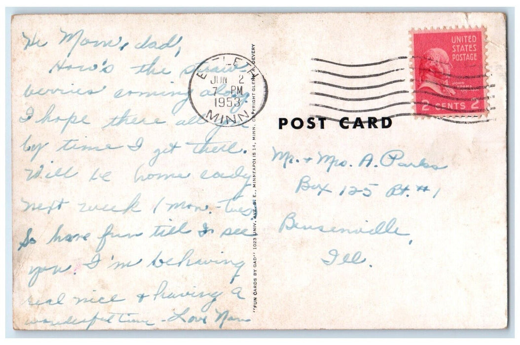 1953 Ugly The Ideal Man Pipe Bensenville Illinois IL Posted Antique Postcard