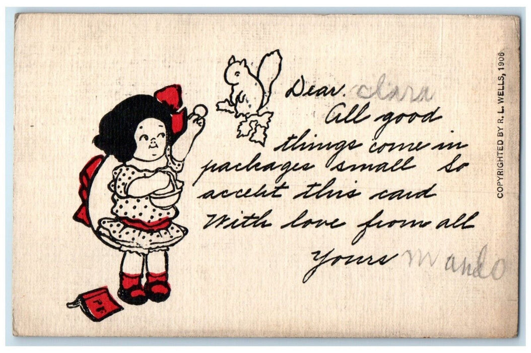 1907 Little Girl Feeding Squirrel Chicago Illinois IL Posted Antique Postcard
