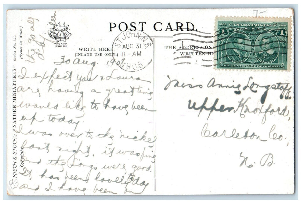 1908 Welsh Coracle Fishing Boat Kilgerran Gorge South Wales St Johns NB Postcard