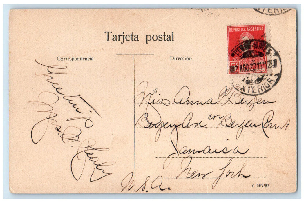 c1910 Avenida Del Jardin Botanico Montevideo Uruguay Antique Postcard