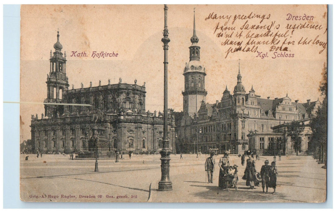 1903 Royal Castle Catholic Church Dresden Germany Antique Posted Postcard