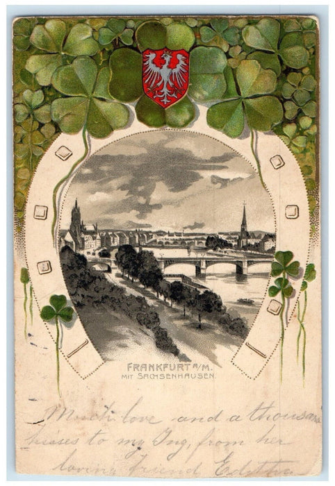 1902 With Sachsenhausen Frankfurt A/M Germany Antique Embossed Postcard