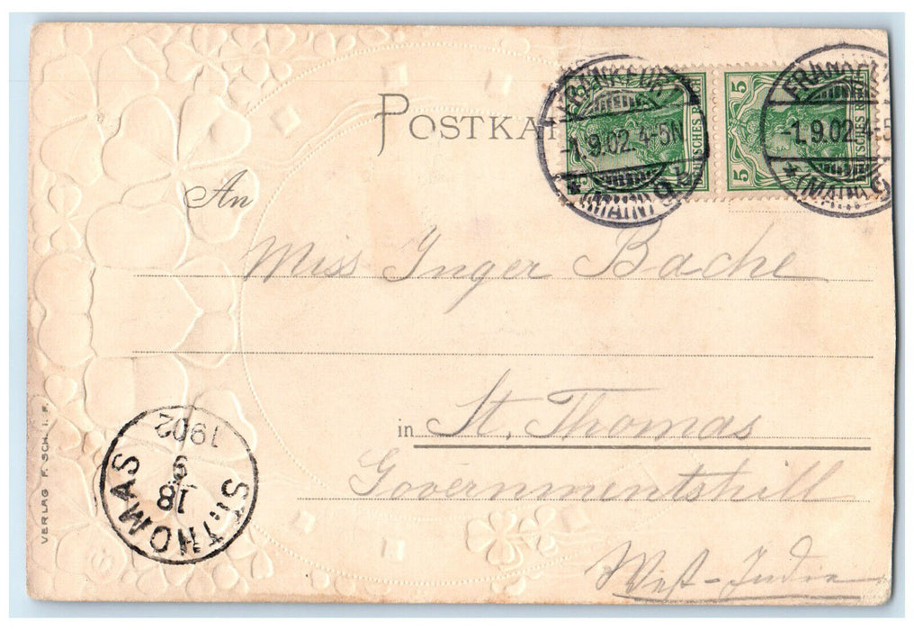 1902 With Sachsenhausen Frankfurt A/M Germany Antique Embossed Postcard