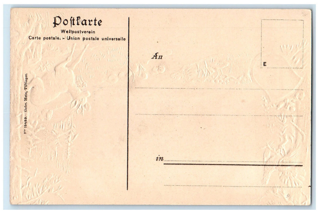 c1910 River Deer Bird Trees Scene Murrhardt Germany Antique Posted Postcard