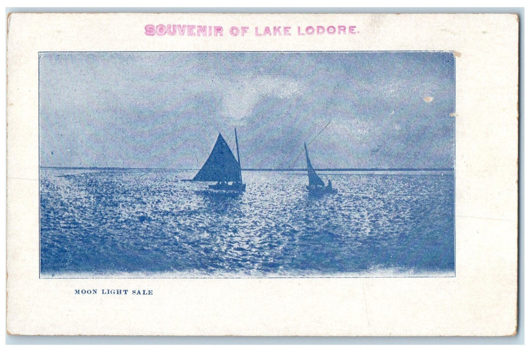 c1905 Moon Light Sale Souvenir of Lake Lodore Keswick England Postcard