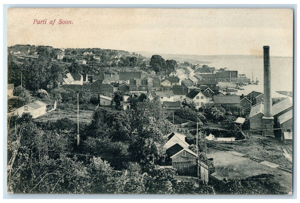 1919 Houses Buildings River Parti af Soon Norway Posted Antique Postcard