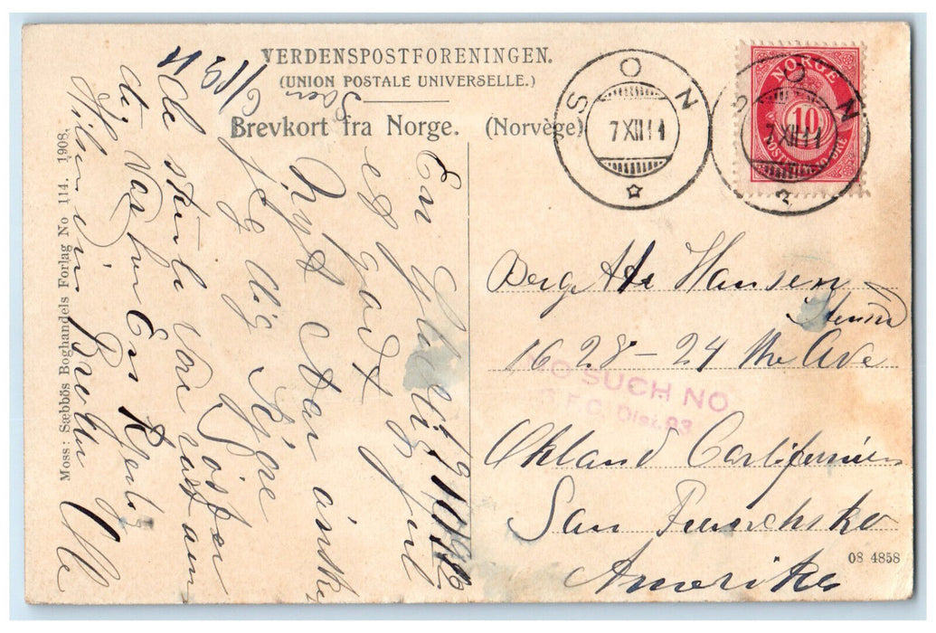 1919 Houses Buildings River Parti af Soon Norway Posted Antique Postcard