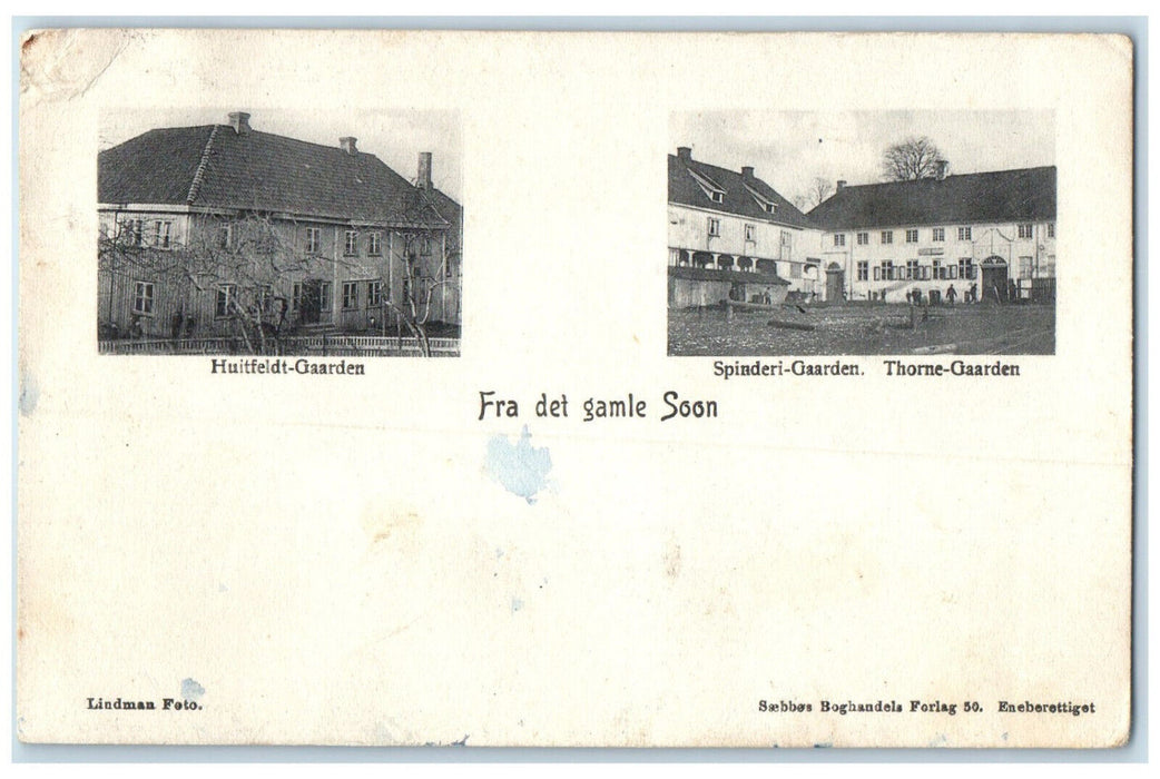 1911 Huitfeldt-Gaarden Spinderi-Gaarden From the Old Soon Norway Postcard