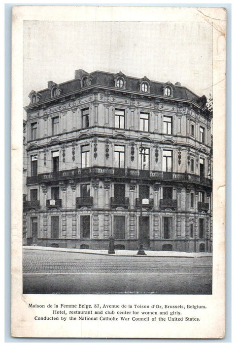 1920 Woman's House Restaurant and Club For Girls Brussels Belgium Postcard