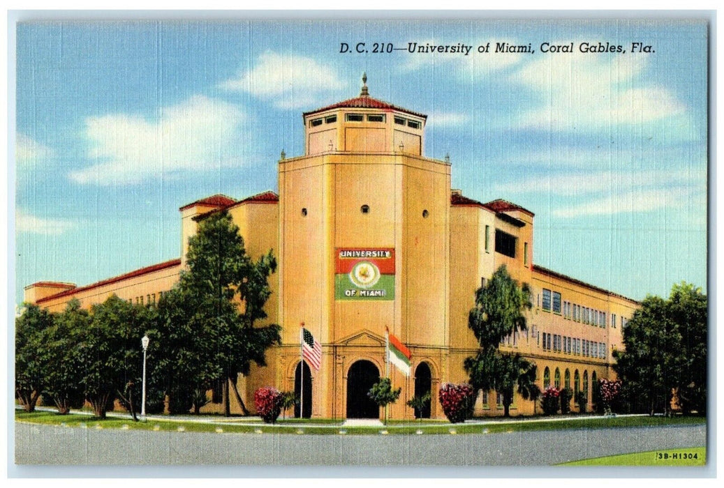 c1940 Exterior View University Miami Coral Gables Florida FL Unposted Postcard