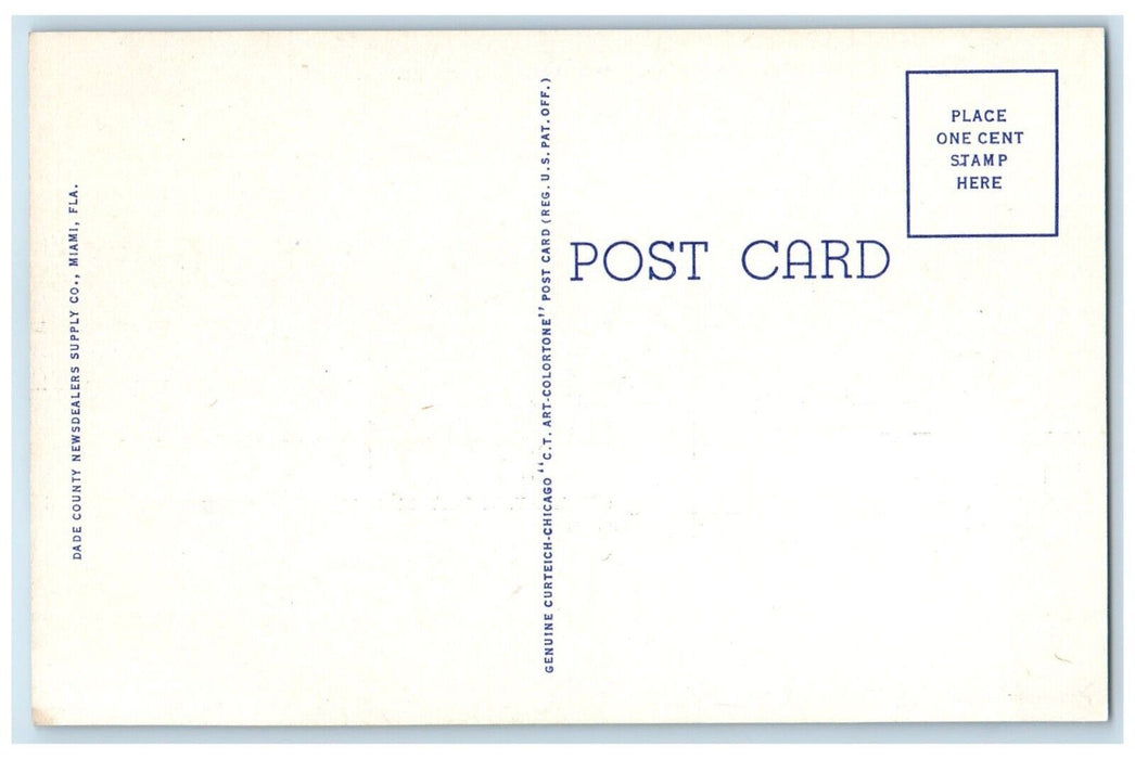 c1940 Exterior Woman Club Public Library Building Coral Gables Florida Postcard